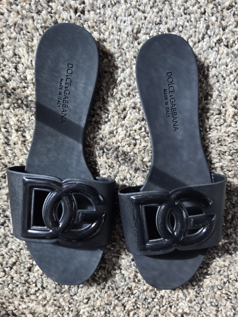 D&G Black Logo Slide Sandals 38 7